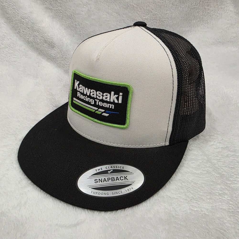 Factory Effex Kawasaki Racing Team Snapback Trucker Hat White Black Mesh FX Cap